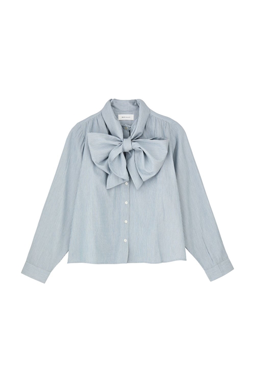 SKALL STUDIO DALIA BOW SHIRT TINY BLUE STRIPE